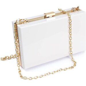 Clutch Bag with Detachable Chain: White Shoulder Handbag for Chic Style